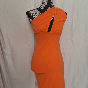Elegant Orange One-Shoulder Dress